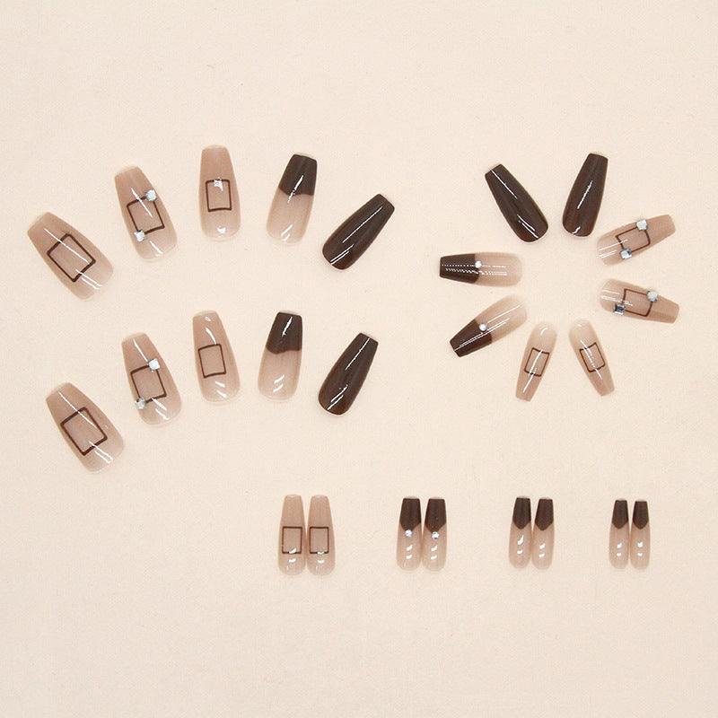 Cocoa Cube | Long Coffin Manicure  | Press On Nail