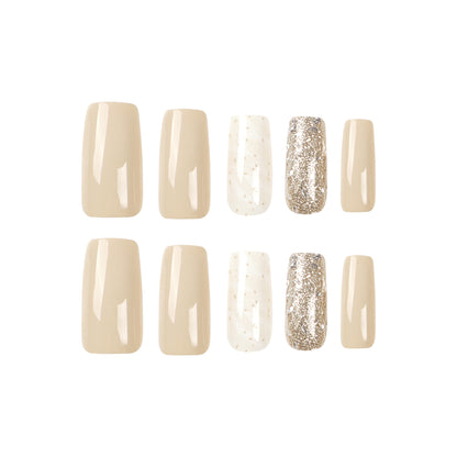 Luxe Khaki | Medium Coffin Manicure | Press On Nails N747