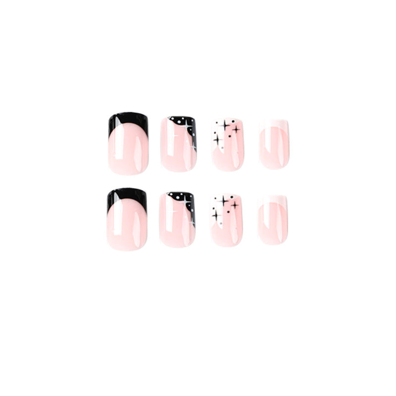 Monochrome Star | Medium Squoval Manicure | Press On Nails N720