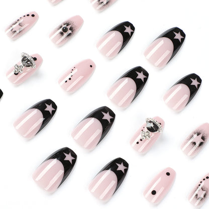 Heavenly Cross Cosmos | Medium Coffin Manicure | Press On Nails N376