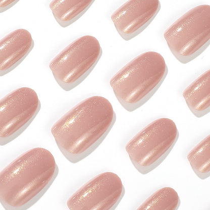 Glinting Misty Pink  | Short Almond Manicure | Press On Nails N740