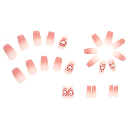 Matte Y2K Pink Hearts | Long Coffin Manicure  | Press On Nails