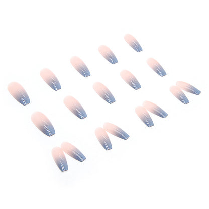 Gradien Pink Blue Sky | Long Coffin Manicure  | Press on Nail