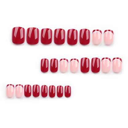 Ruby Rose Delight| Short Squoval Manicure | Press On Nails N719