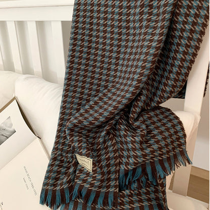 Classic Tartan Winter Solid Color Scarf |Warm Wool Knitted Shawls W47