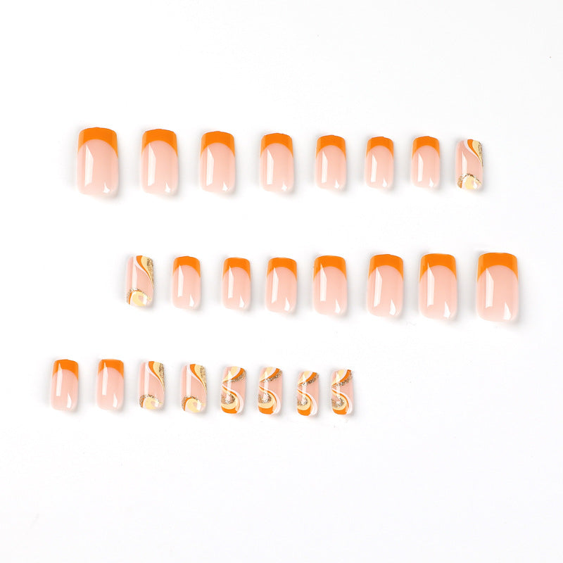 Zesty Orange| Medium Coffin Manicure | Press On Nails N732