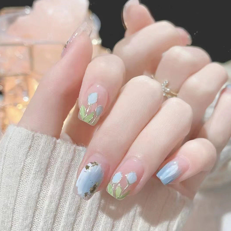 Pastel Blue Breeze | Short Square Manicure | Press On Nails