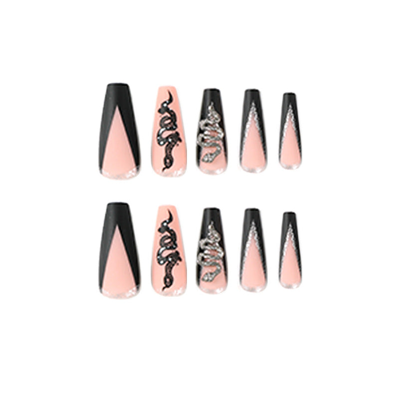 Matte Snake Sparkle| Long Coffin Manicure | Press On Nails N531