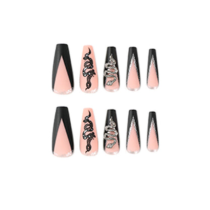 Matte Snake Sparkle| Long Coffin Manicure | Press On Nails N531