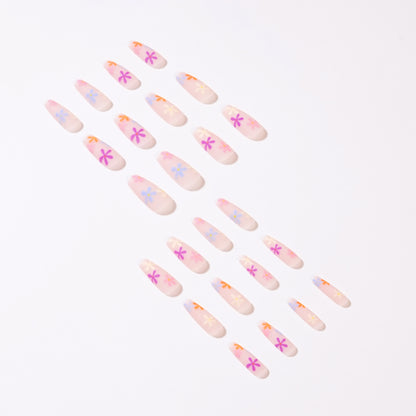 Kaleidoscope Blossom | Long Coffin Manicure | Press On Nails N764