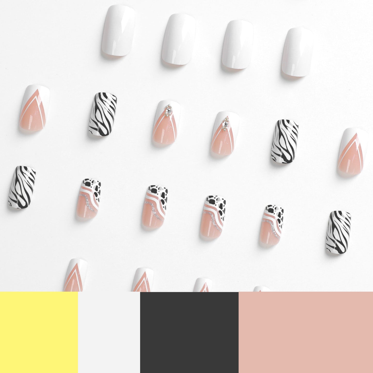 Wild Stripes&Spots| Medium Squoval Manicure | Press On Nails N610