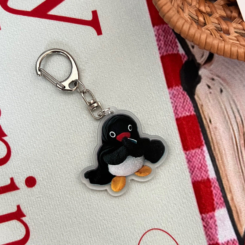 Acrylic penguin Design Bag KeyChain |penguin Pendant Schoolbag Hanging Decoration K15