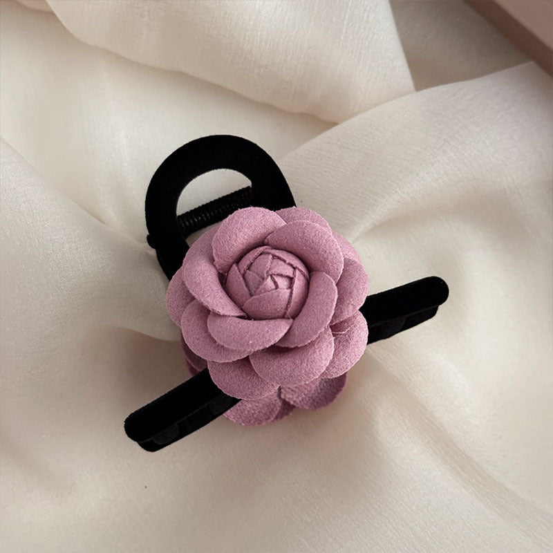 Pink Valvet Camellia Hair Clip | Hair Claw |Hair Barrette |Duckbill Hairpin A80