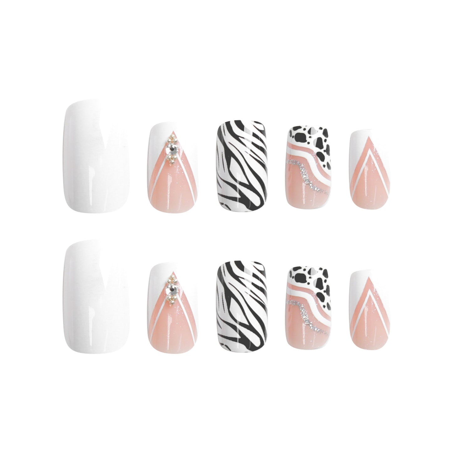 Wild Stripes&Spots| Medium Squoval Manicure | Press On Nails N610