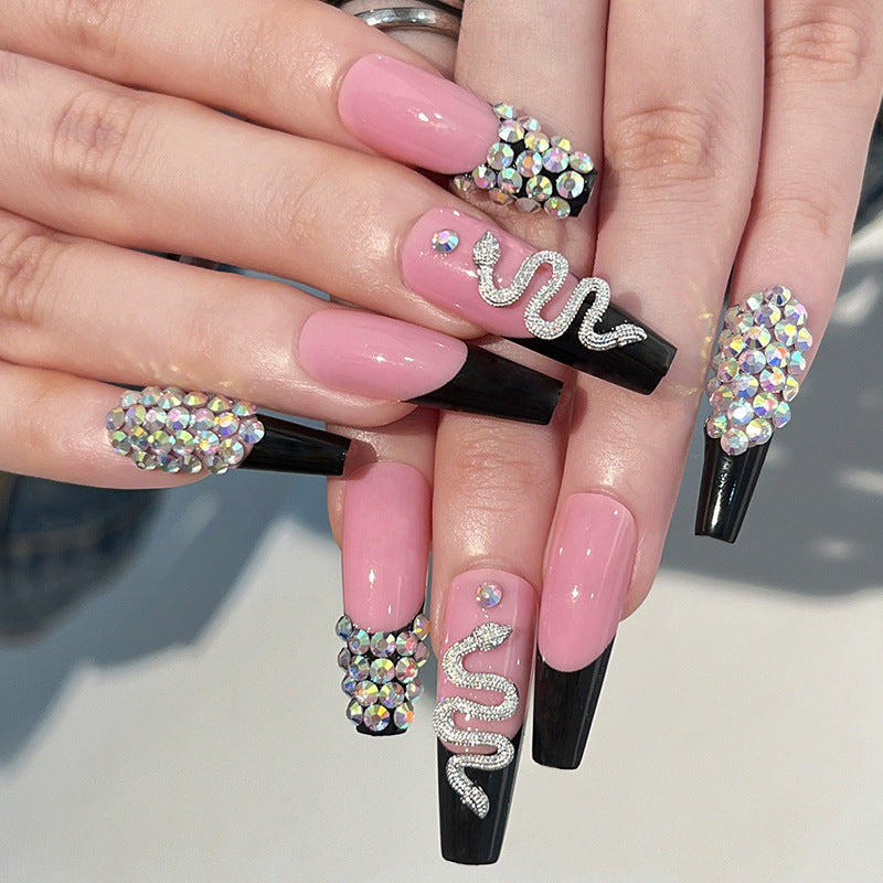 Diamond Snake | Long Coffin Manicure  | Press On Nails N382