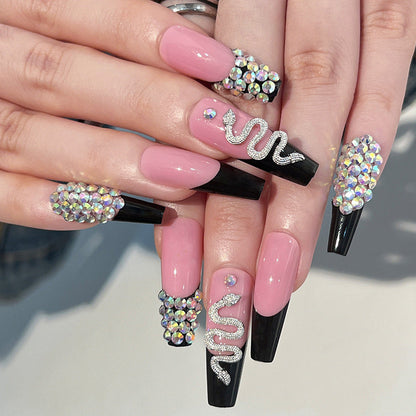 Diamond Snake | Long Coffin Manicure  | Press On Nails N382