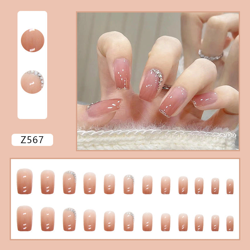 Gradient Pink Diamond | Medium Squoval Manicure | Press On Nail