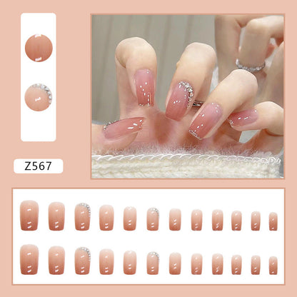 Gradient Pink Diamond | Medium Squoval Manicure | Press On Nail