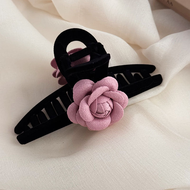 Pink Valvet Camellia Hair Clip | Hair Claw |Hair Barrette |Duckbill Hairpin A80