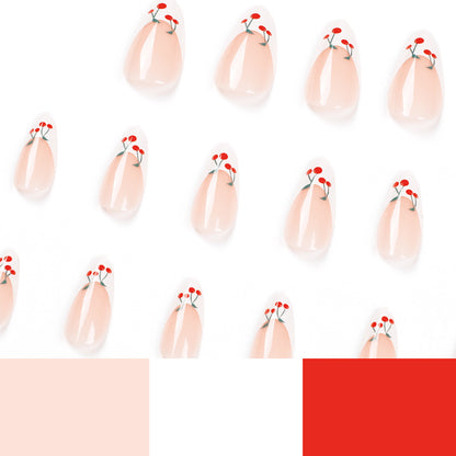 Cherry Tips| Medium Almond Manicure | Press On Nails N458