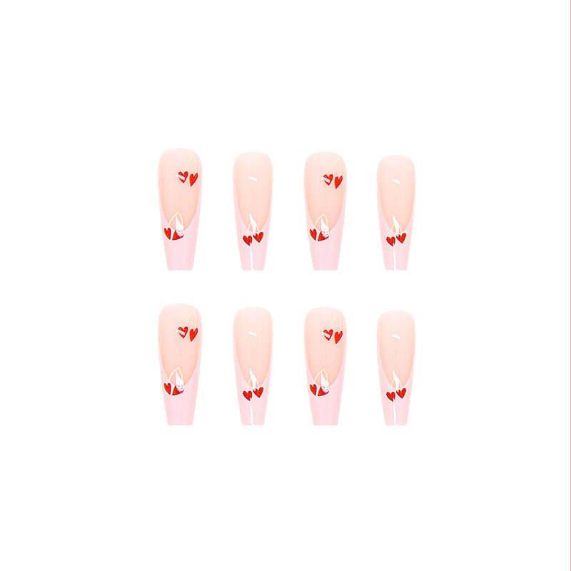 Pink Cherry Sweet | Long Coffin Manicure | Press On Nail