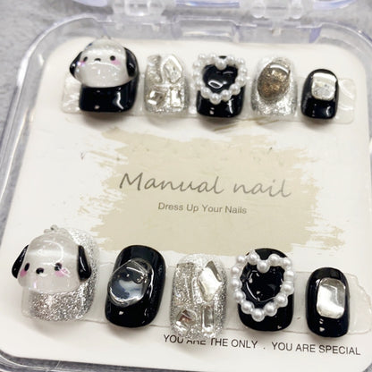 Pochacco Love | Short Squoval Manicure | Handmade Press On Nails H14