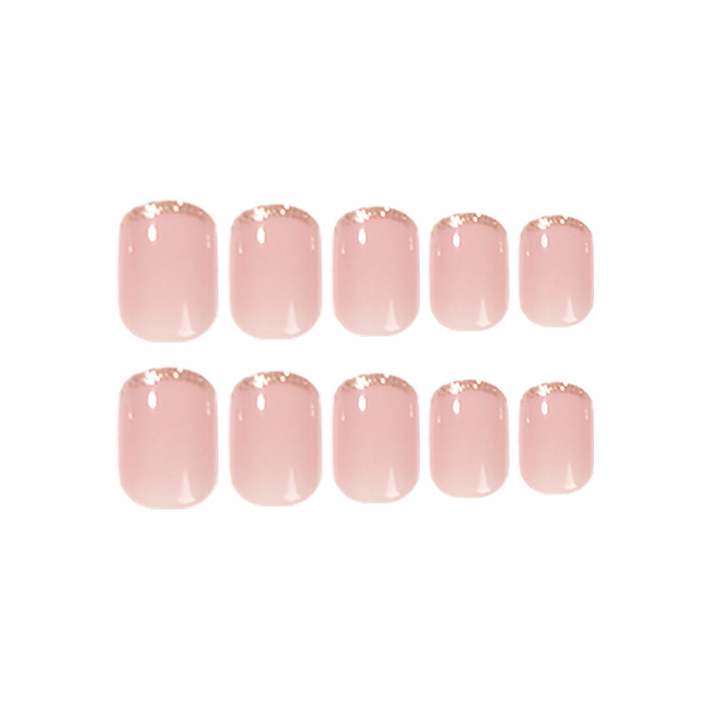 Champagne Gold French | Short Square Manicure | Press On Nails N441