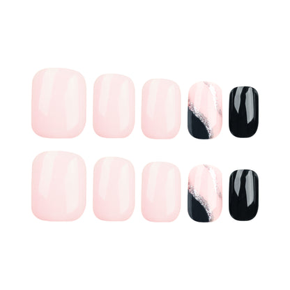 Noir Blush Harmony| Short Squoval Manicure | Press on Nails N644