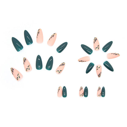 Brown Leaf| Medium Almond Manicure | Press On Nails N556