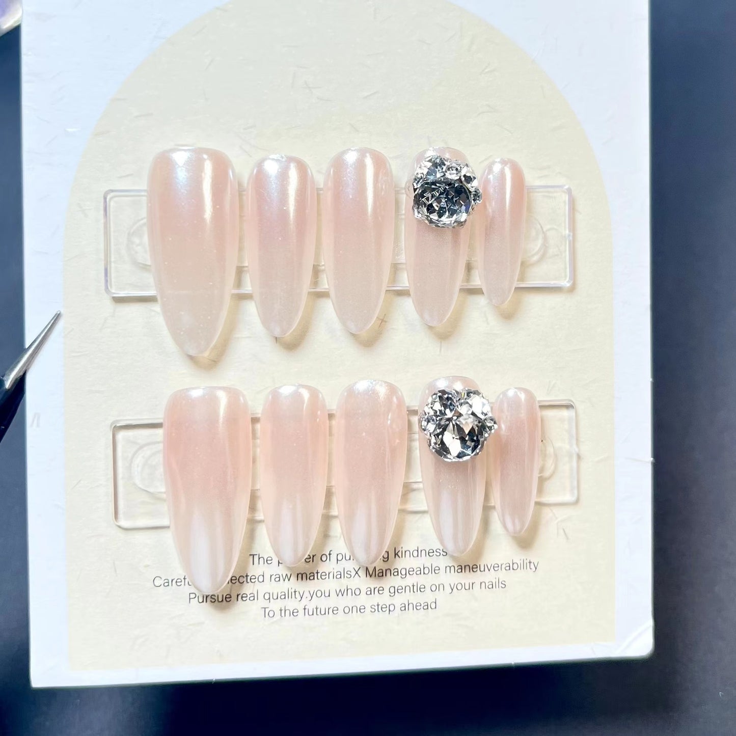 Dazzling Gems | Medium Almond Manicure | Handmade Press On Nails H131