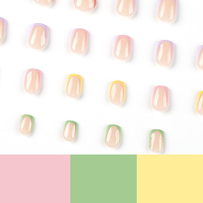 Colorful Hue Serenity | Short Squoval Manicure | Press On Nails N362