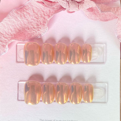 Chrome Pink Glow | Medium Almond Manicure | Handmade Press On Nails H130