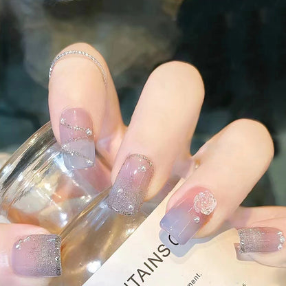 Misty Pink Pearl| Short Squoval Manicure | Press On Nails