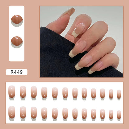 Nude French | Long Coffin Manicure  | Press On Nail