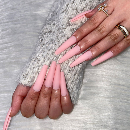 Matte Pure Elegance | Long Coffin Manicure | Press On Nails N623