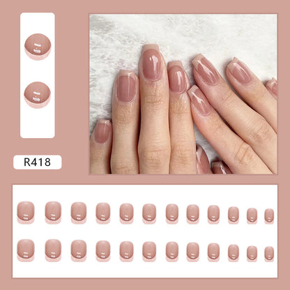 Glamorous Pink French| Short Squoval Manicure | Press on Nail