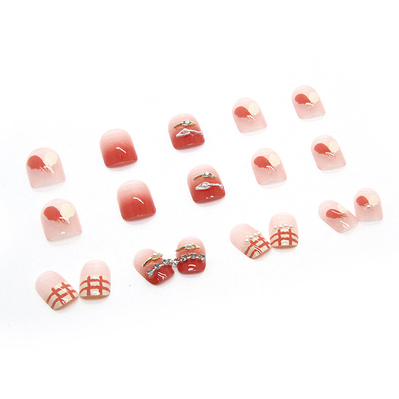 Strawberry Glazed | Short Squoval Manicure | Press On Nail