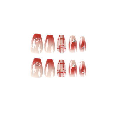 Rouge Ombre | Medium Coffin Manicure | Press On Nails N666