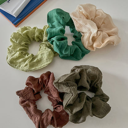 Green Vibe Linen Hair Tie|Hair Band |Ponytail Holders Barrette|Hair Scrunchie 5pcs HT46