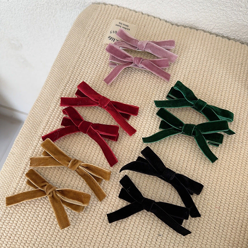 Velvet Bowknot Hair Clip |Hair Snap Clip |Hair Barrette |Duckbill Hairpin 2pcs A12