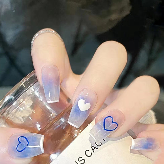 Heart of the Ocean | Long Coffin Manicure  | Press On Nails