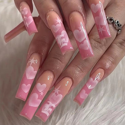 Pastel Love Fusion| Long Coffin Manicure | Press On Nails N663