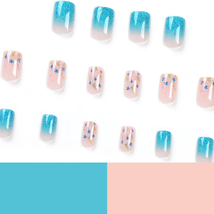 Azure Fizz | Short Squoval Manicure | Press On Nails N725