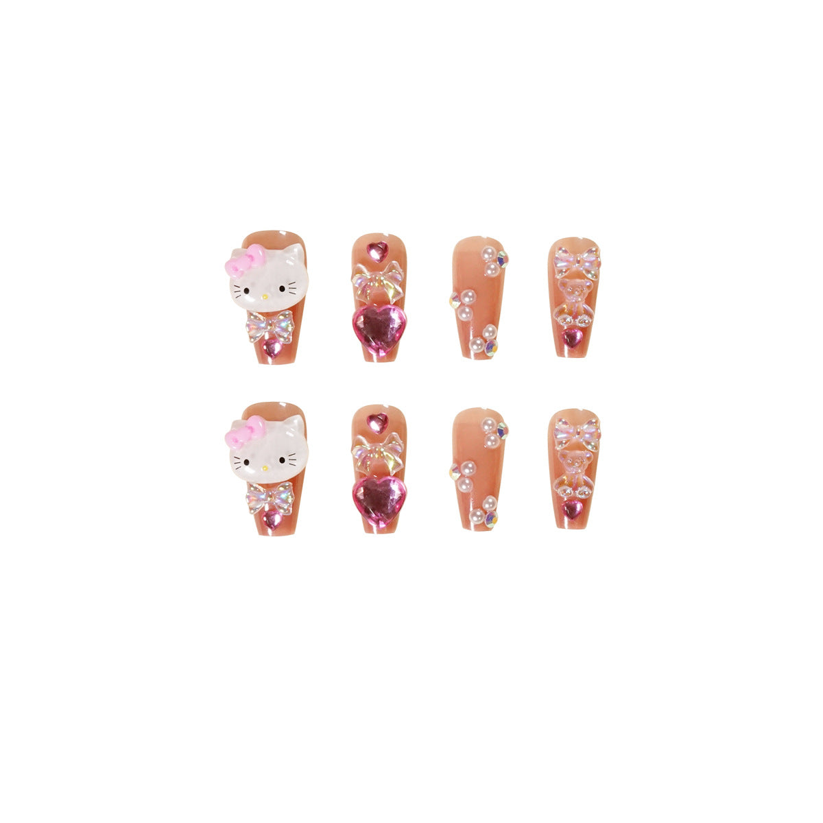 Darling Kitty| Long Coffin Manicure | Press On Nails N752