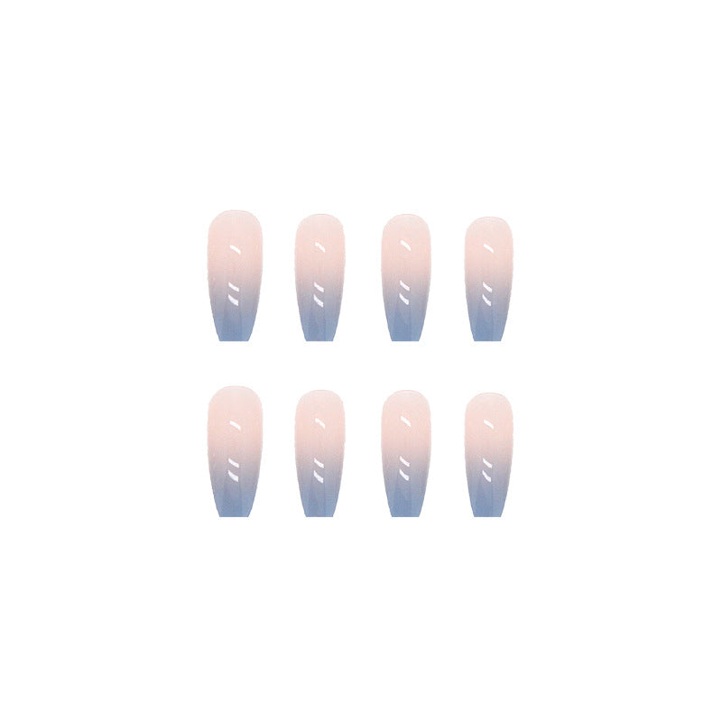 Gradien Pink Blue Sky | Long Coffin Manicure  | Press on Nail