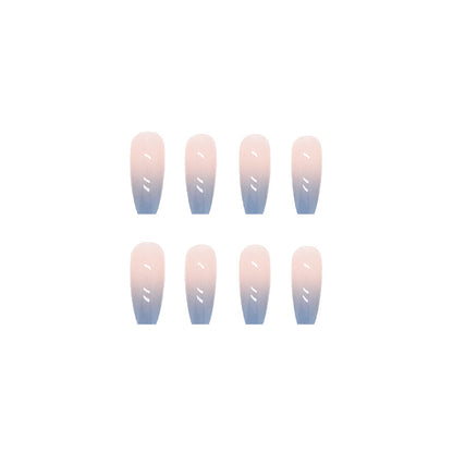 Gradien Pink Blue Sky | Long Coffin Manicure  | Press on Nail