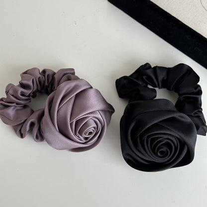 Satin Rose Hair Tie|Hair Band |Ponytail Holders Barrette|Hair Scrunchie HT44