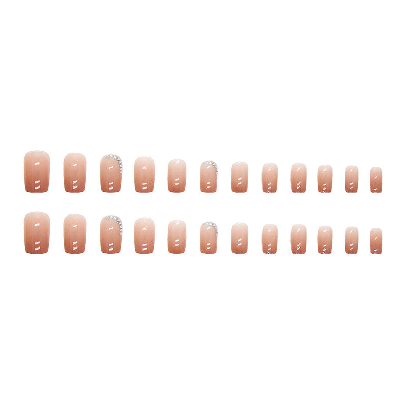 Gradient Pink Diamond | Medium Squoval Manicure | Press On Nail