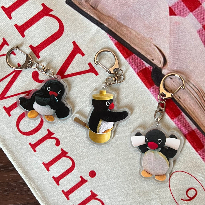 Acrylic penguin Design Bag KeyChain |penguin Pendant Schoolbag Hanging Decoration K15