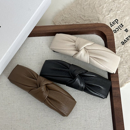 Leather Tieknot Hair Clip |Hair Snap Clip|Hair Barrette |Duckbill Hairpin 2pcs A153